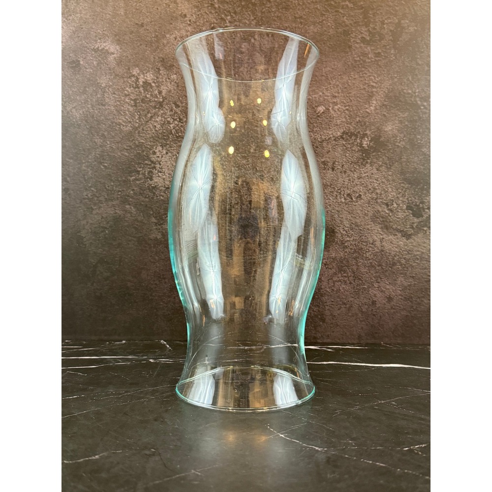 Hand Blown Clear Glass Hurricane Chimney Candle Holder Cover 11.5in MINT!